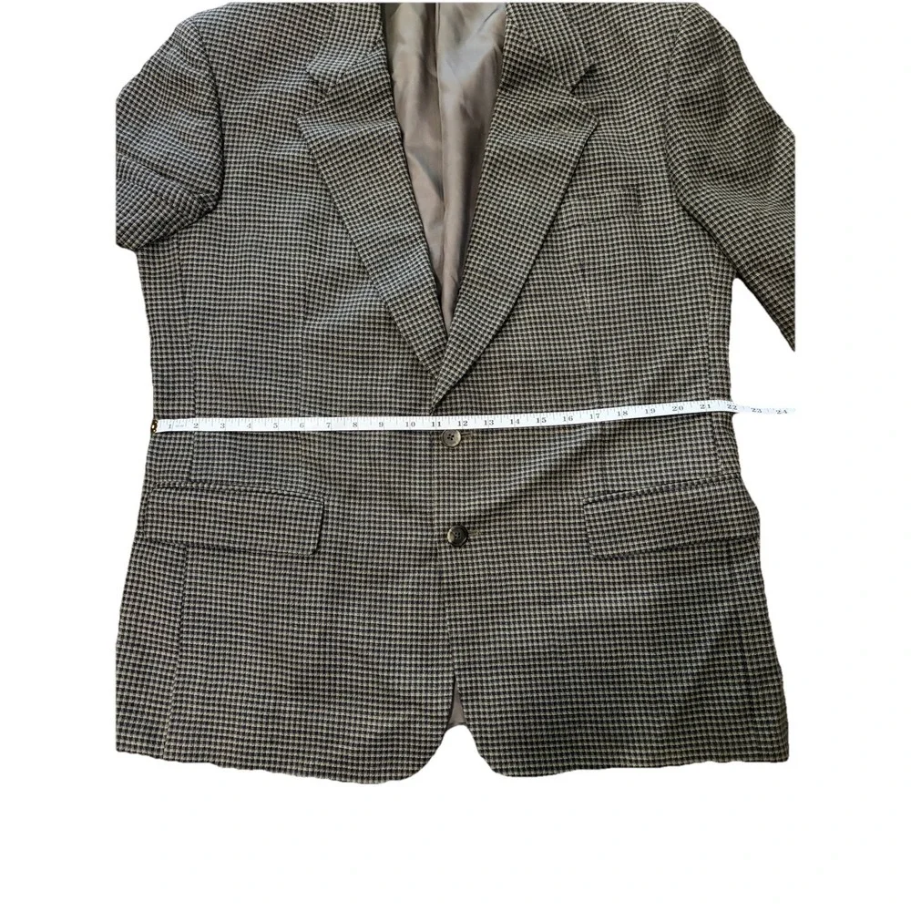 Vintage Monsieur Givenchy Houndstooth Blazer Sport Coat 48L USA Wool Quiet Lux‎